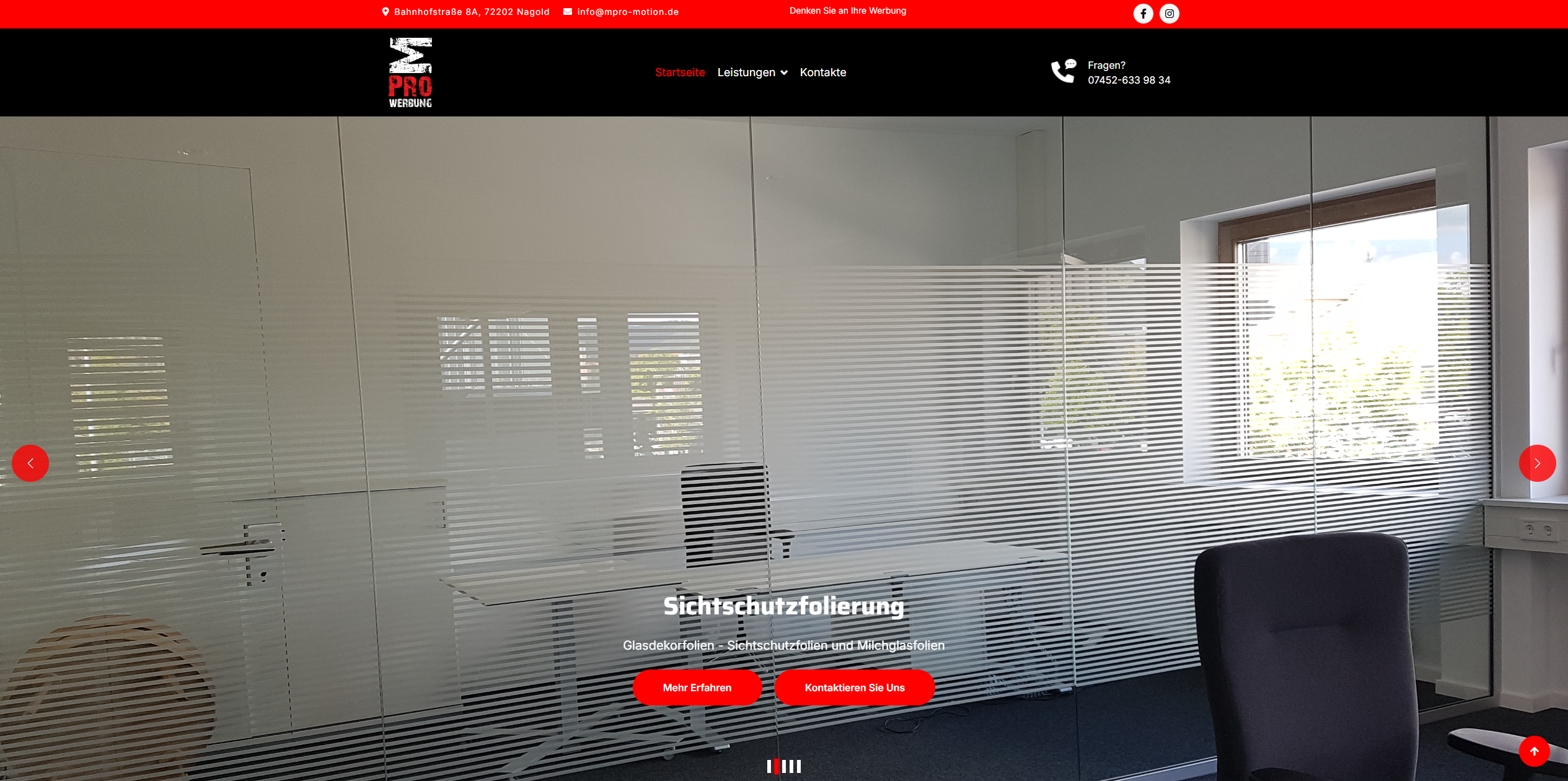 MPro Motion Webseitenvorschau f&uuml;r Markenauftritt